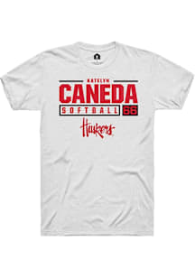 Katelyn Caneda  Nebraska Cornhuskers White Rally NIL Stacked Box Short Sleeve T Shirt