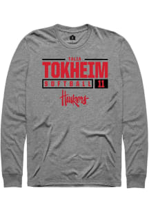 Talia Tokheim Rally Mens Graphite Nebraska Cornhuskers NIL Stacked Box Tee