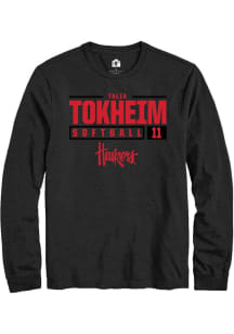 Talia Tokheim Rally Mens Black Nebraska Cornhuskers NIL Stacked Box Tee