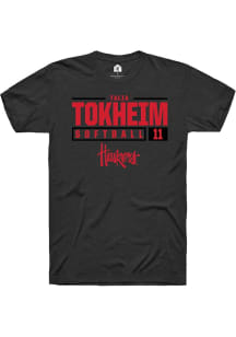 Talia Tokheim Black Nebraska Cornhuskers NIL Stacked Box Short Sleeve T Shirt