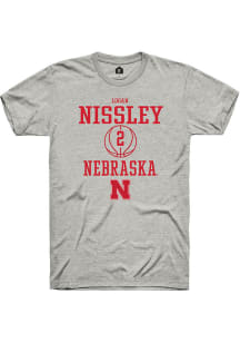 Logan Nissley  Nebraska Cornhuskers Ash Rally NIL Sport Icon Short Sleeve T Shirt