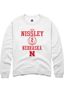 Logan Nissley  Rally Nebraska Cornhuskers Mens White NIL Sport Icon Long Sleeve Crew Sweatshirt