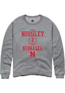 Logan Nissley  Rally Nebraska Cornhuskers Mens Grey NIL Sport Icon Long Sleeve Crew Sweatshirt