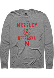 Logan Nissley  Nebraska Cornhuskers Grey Rally NIL Sport Icon Long Sleeve T Shirt