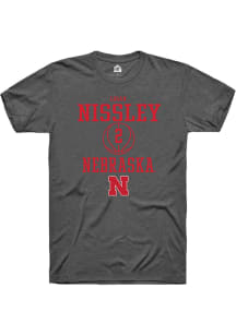 Logan Nissley  Nebraska Cornhuskers Dark Grey Rally NIL Sport Icon Short Sleeve T Shirt