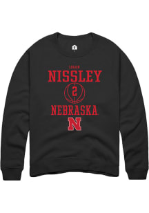 Logan Nissley  Rally Nebraska Cornhuskers Mens Black NIL Sport Icon Long Sleeve Crew Sweatshirt