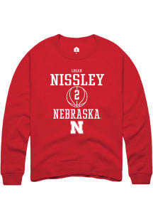 Logan Nissley  Rally Nebraska Cornhuskers Mens Red NIL Sport Icon Long Sleeve Crew Sweatshirt