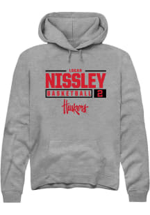 Logan Nissley  Rally Nebraska Cornhuskers Mens Grey NIL Stacked Box Long Sleeve Hoodie