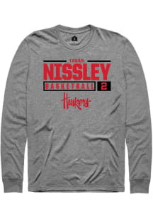 Logan Nissley  Nebraska Cornhuskers Grey Rally NIL Stacked Box Long Sleeve T Shirt