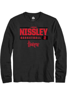 Logan Nissley  Nebraska Cornhuskers Black Rally NIL Stacked Box Long Sleeve T Shirt