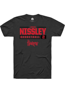 Logan Nissley  Nebraska Cornhuskers Black Rally NIL Stacked Box Short Sleeve T Shirt