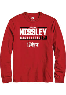 Logan Nissley  Nebraska Cornhuskers Red Rally NIL Stacked Box Long Sleeve T Shirt