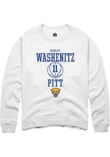 Marley Washenitz Rally Mens White Pitt Panthers NIL Sport Icon Crew Sweatshirt