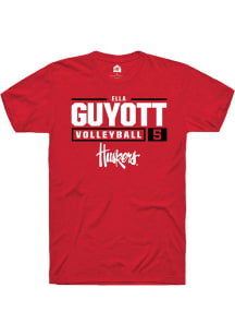 Ella Guyott Red Nebraska Cornhuskers NIL Stacked Box Short Sleeve T Shirt