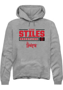 Ethan Stiles Rally Mens Graphite Nebraska Cornhuskers NIL Stacked Box Hooded Sweatshirt