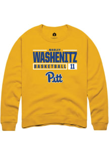 Marley Washenitz Rally Mens Gold Pitt Panthers NIL Stacked Box Crew Sweatshirt