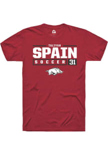 Taliyah Spain  Arkansas Razorbacks Red Rally NIL Stacked Box Short Sleeve T Shirt