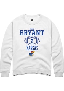 Cobee Bryant  Rally Kansas Jayhawks Mens White NIL Sport Icon Long Sleeve Crew Sweatshirt