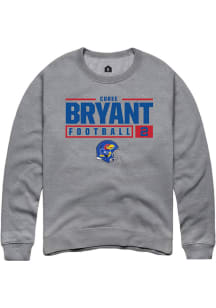Cobee Bryant  Rally Kansas Jayhawks Mens Grey NIL Stacked Box Long Sleeve Crew Sweatshirt