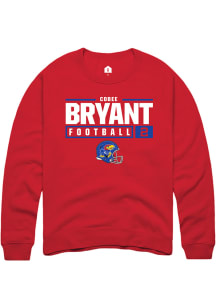 Cobee Bryant  Rally Kansas Jayhawks Mens Red NIL Stacked Box Long Sleeve Crew Sweatshirt