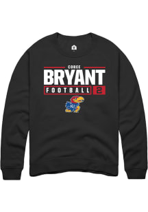 Cobee Bryant  Rally Kansas Jayhawks Mens Black NIL Stacked Box Long Sleeve Crew Sweatshirt
