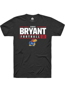 Cobee Bryant  Kansas Jayhawks Black Rally NIL Stacked Box Short Sleeve T Shirt