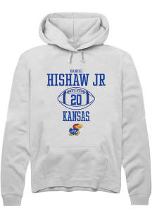 Daniel Hishaw Jr  Rally Kansas Jayhawks Mens White NIL Sport Icon Long Sleeve Hoodie