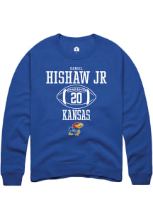 Daniel Hishaw Jr  Rally Kansas Jayhawks Mens Blue NIL Sport Icon Long Sleeve Crew Sweatshirt