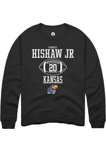 Daniel Hishaw Jr  Rally Kansas Jayhawks Mens Black NIL Sport Icon Long Sleeve Crew Sweatshirt