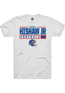 Daniel Hishaw Jr  Kansas Jayhawks White Rally NIL Stacked Box Short Sleeve T Shirt