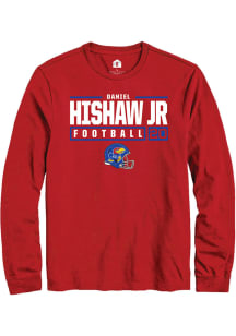 Daniel Hishaw Jr  Kansas Jayhawks Red Rally NIL Stacked Box Long Sleeve T Shirt