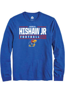 Daniel Hishaw Jr  Kansas Jayhawks Blue Rally NIL Stacked Box Long Sleeve T Shirt