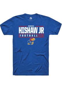 Daniel Hishaw Jr  Kansas Jayhawks Blue Rally NIL Stacked Box Short Sleeve T Shirt