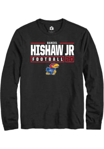 Daniel Hishaw Jr  Kansas Jayhawks Black Rally NIL Stacked Box Long Sleeve T Shirt