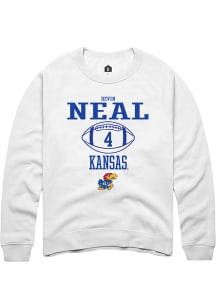 Devin Neal  Rally Kansas Jayhawks Mens White NIL Sport Icon Long Sleeve Crew Sweatshirt