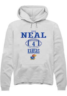 Devin Neal  Rally Kansas Jayhawks Mens White NIL Sport Icon Long Sleeve Hoodie
