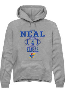 Devin Neal  Rally Kansas Jayhawks Mens Grey NIL Sport Icon Long Sleeve Hoodie