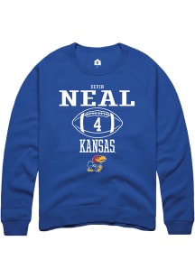 Devin Neal  Rally Kansas Jayhawks Mens Blue NIL Sport Icon Long Sleeve Crew Sweatshirt