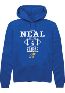 Devin Neal  Rally Kansas Jayhawks Mens Blue NIL Sport Icon Long Sleeve Hoodie