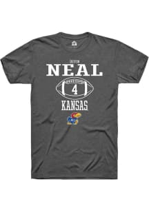 Devin Neal  Kansas Jayhawks Dark Grey Rally NIL Sport Icon Short Sleeve T Shirt