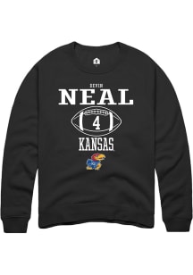 Devin Neal Rally Kansas Jayhawks Mens Black NIL Sport Icon Long Sleeve Crew Sweatshirt