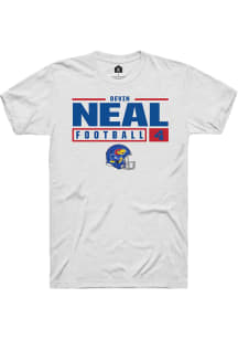 Devin Neal  Kansas Jayhawks White Rally NIL Stacked Box Short Sleeve T Shirt