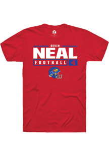 Devin Neal  Kansas Jayhawks Red Rally NIL Stacked Box Short Sleeve T Shirt
