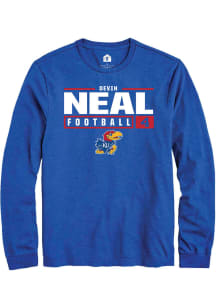 Devin Neal  Kansas Jayhawks Blue Rally NIL Stacked Box Long Sleeve T Shirt