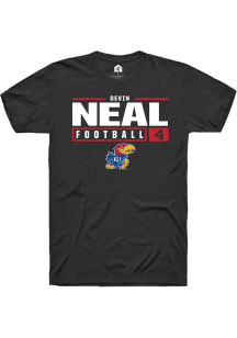 Devin Neal  Kansas Jayhawks Black Rally NIL Stacked Box Short Sleeve T Shirt