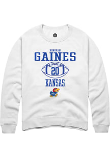 Donovan Gaines  Rally Kansas Jayhawks Mens White NIL Sport Icon Long Sleeve Crew Sweatshirt