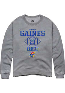 Donovan Gaines  Rally Kansas Jayhawks Mens Grey NIL Sport Icon Long Sleeve Crew Sweatshirt