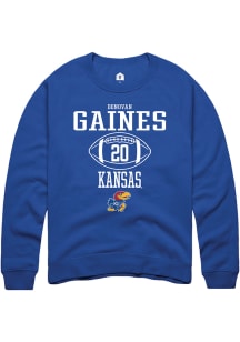 Donovan Gaines  Rally Kansas Jayhawks Mens Blue NIL Sport Icon Long Sleeve Crew Sweatshirt