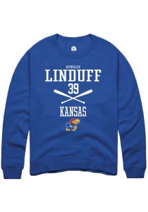 Aynslee Linduff  Rally Kansas Jayhawks Mens Blue NIL Sport Icon Long Sleeve Crew Sweatshirt