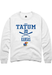 Emma Tatum  Rally Kansas Jayhawks Mens White NIL Sport Icon Long Sleeve Crew Sweatshirt